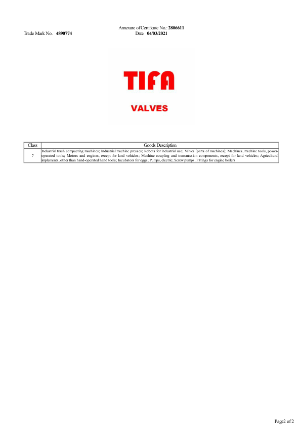 Trademark Certificate - Page 2