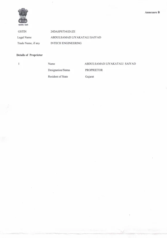 GST Registration Certificate - Page 3
