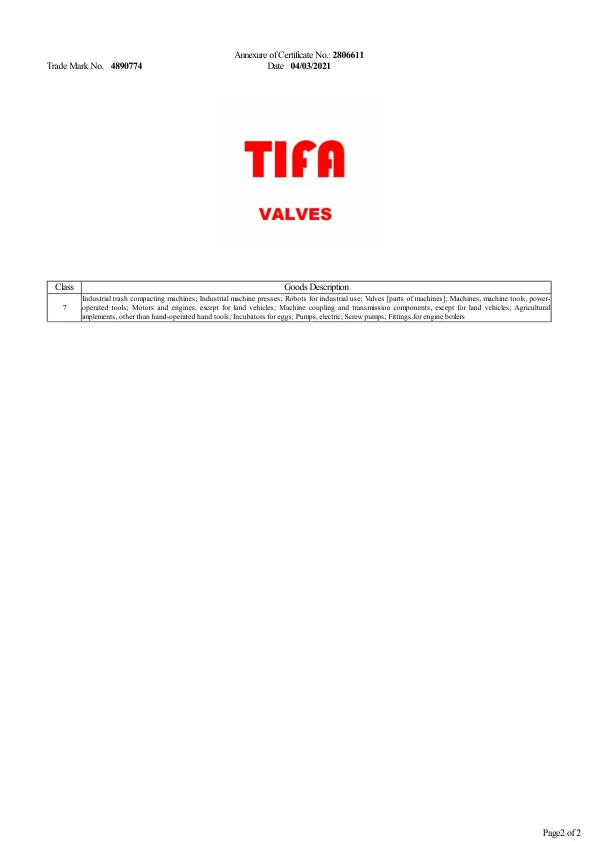 Trademark Certificate - Page 2